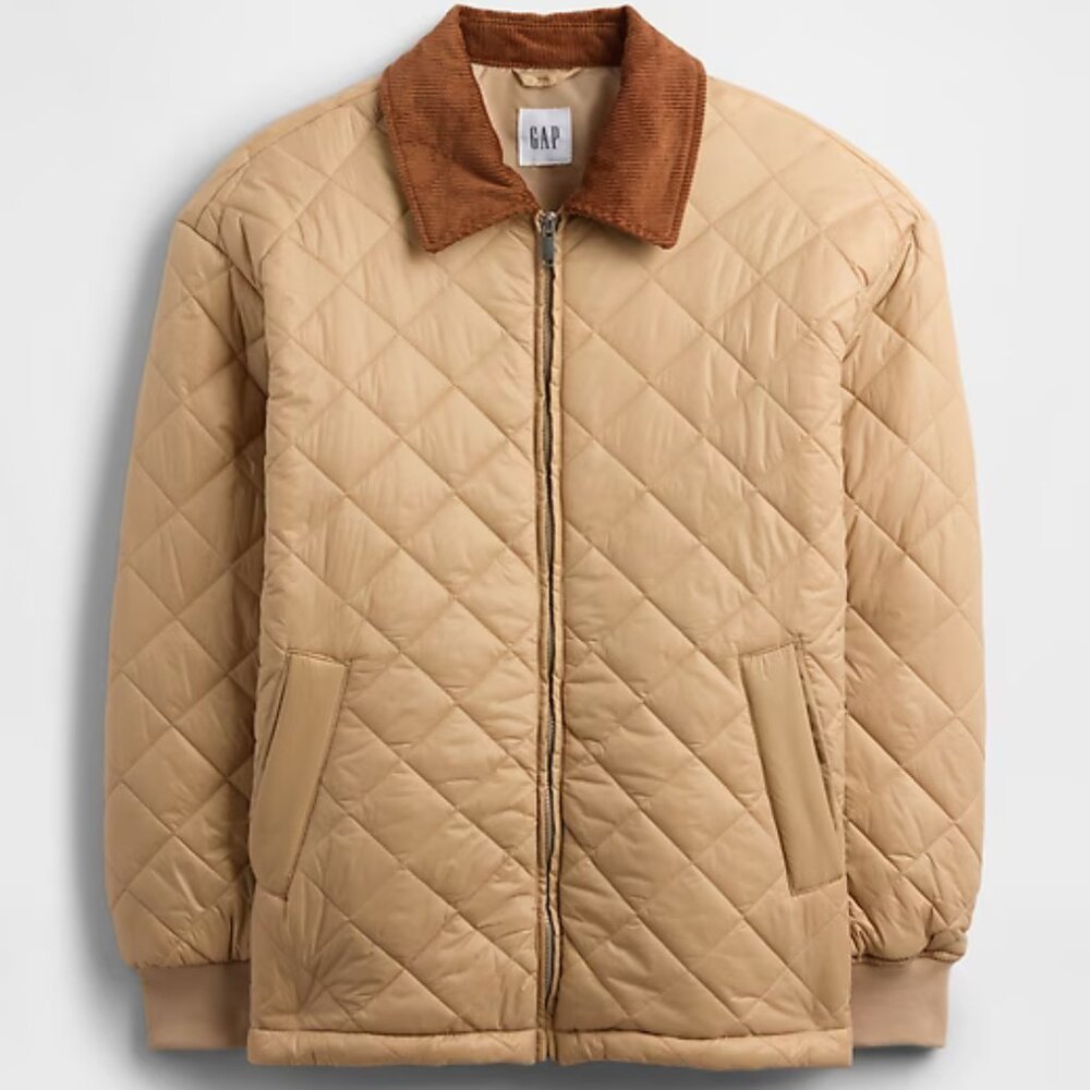GAP Golden Khaki Brown Relaxed Quilted Nylon Jacket/NWT/L - Picture 5 of 14